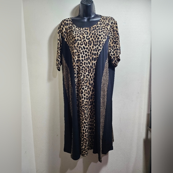 NWT Michael Kors Leopard Print Black Panels Dress 3X Women - Picture 4 of 8